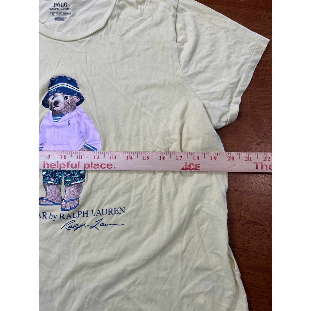Polo Ralph Lauren T-Shirt Mens XL Yellow Polo Bear Graphic Short Sleeve Tee - Picture 7 of 9